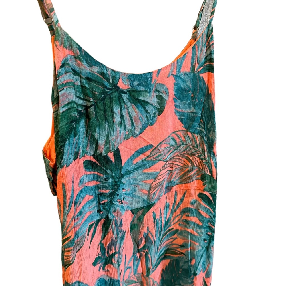 Cynthia Rowley Designer Sleeveless Dress Pink with Green Leaves Size 12 - Picture 3 of 5